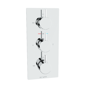 Plan Triple Concealed Thermostatic Shower Valve Round Handle (2 way)