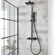 NERO SQUARE THERMOSTATIC EXPOSED BAR SHOWER WITH OVERHEAD DRENCHER AND SLIDING HANDSET