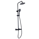 NERO ROUND THERMOSTATIC EXPOSED BAR SHOWER WITH OVERHEAD DRENCHER AND SLIDING HANDSET