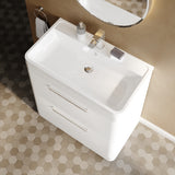 Hudson Reed Solar 800mm Pure White Floor Standing 2 Drawer Vanity Unit With Polymarble Basin