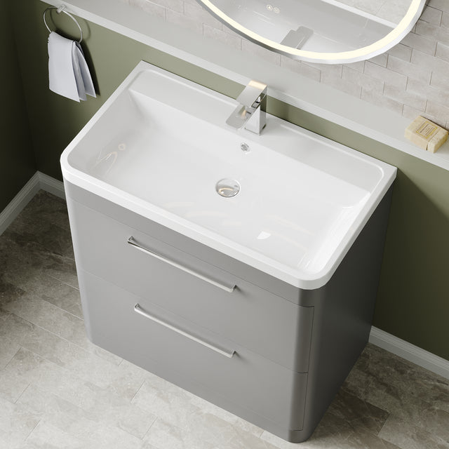 Hudson Reed Solar 800mm Floor Standing 2 Drawer Vanity Unit With Polymarble Basin