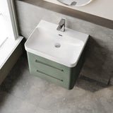Solar 600mm Wall Hung 2-Drawer Unit and Thin Edge Ceramic 1 Tap Hole Basin