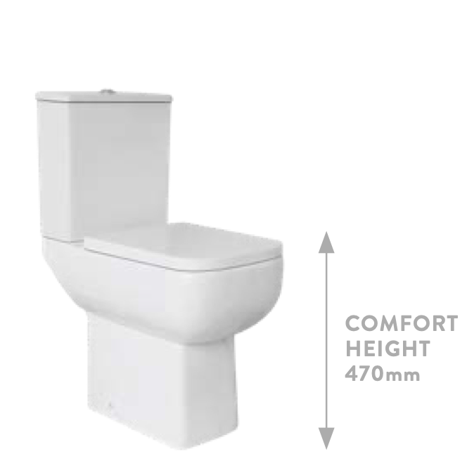 Choices 600 Comfort Height Open Back Pan Including Cistern & Soft Close Seat