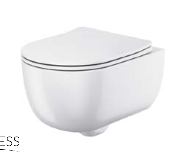 Riviera Rimless Round Wall Hung Pan Including Soft Close Seat - Gloss White