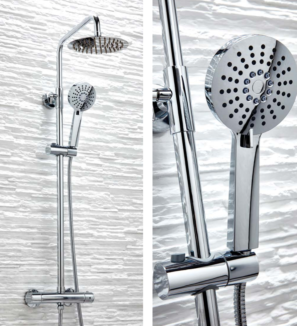 Serena Chrome Round Rigid Riser Shower