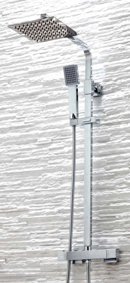 Elliot Chrome Square Rigid Riser Shower