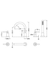 Hudson Reed Tec Lever 4 Tap Hole Bath Shower Mixer Tap With Shower Kit