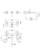 Tec Lever Wall Mounted Basin Mixer Brushed Brass