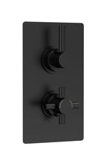 Tec Pura Twin Thermostatic Shower Valve Matt Black