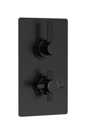 Tec Pura Twin Thermostatic Shower Valve Matt Black