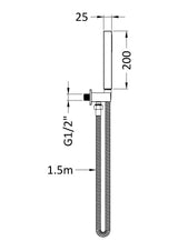 Shower Accessories Outlet Elbow, Parking Bracket, Flex and Handset Matt Black