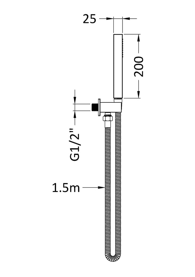 Shower Accessories Outlet Elbow, Parking Bracket, Flex and Handset Matt Black