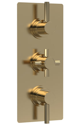 Tec Pura Triple Thermostatic Shower Valve Brushed Brass