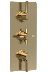 Tec Pura Triple Thermostatic Shower Valve With Diverter Brushed Brass