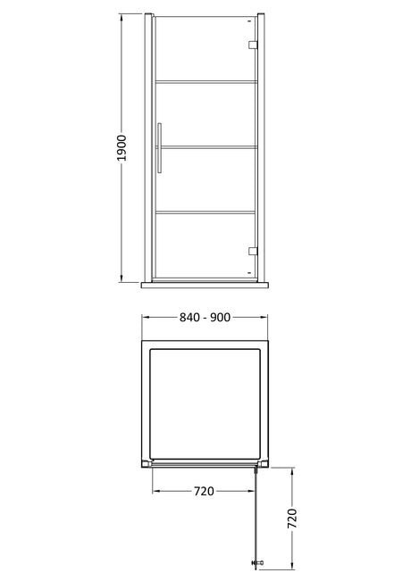 Apex 900mm Hinged Shower Door 8mm Glass