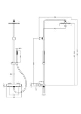 Multi Option Shower Kits Square Brass Thermostatic Bar Valve & Shower Kit