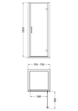 Pacific 760mm Hinged Door Enclosure 6mm Glass