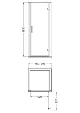Pacific 800mm Hinged Door 6mm Glass