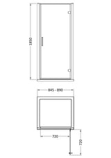 Pacific 900mm Hinged Door 6mm Glass