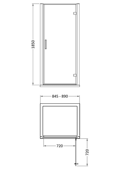 Hudson Reed Pacific 900mm Hinged Shower Door