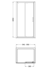 Pacific 1000mm Single Sliding Door 6mm Glass