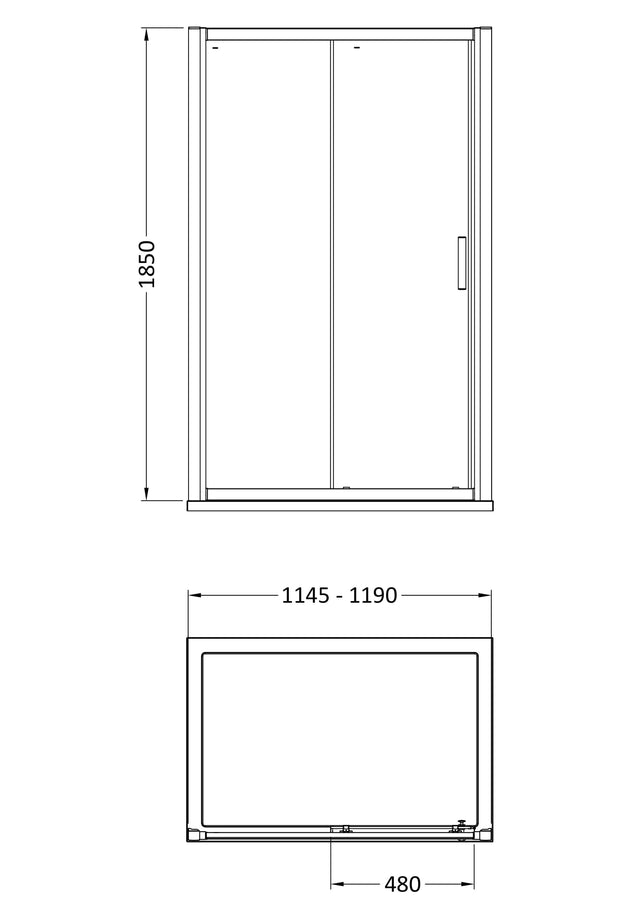 Pacific 1200mm Single Sliding Door 6mm Glass