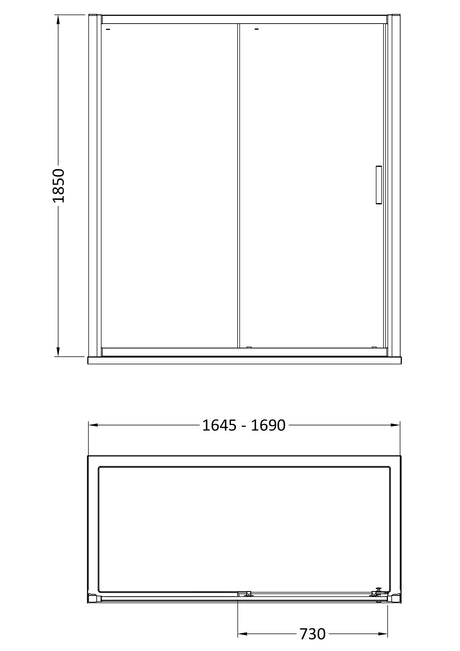 Hudson Reed Pacific 1700mm Sliding Shower Door