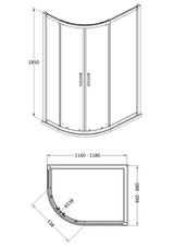 Pacific 1200 x 900mm Offset Quadrant Enclosure 6mm Glass