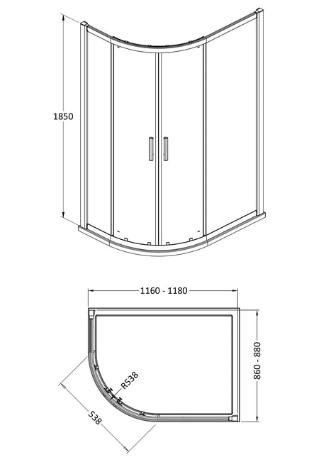 Hudson Reed Pacific 1200 x 900mm Offset Quadrant Shower Enclosure