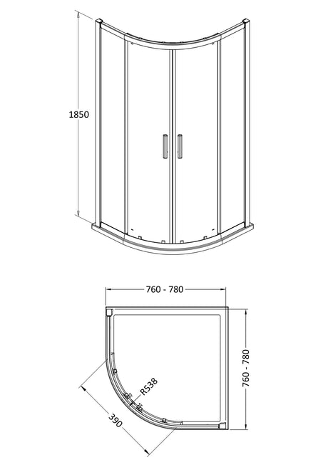 Hudson Reed Pacific 800mm Quadrant Shower Enclosure