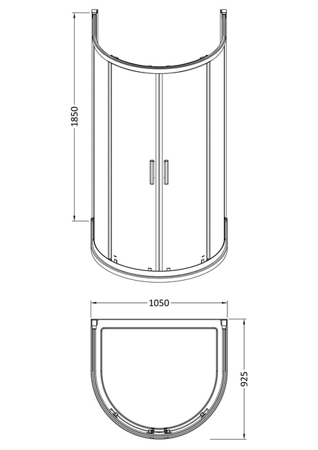 Hudson Reed Pacific 1050mm D-Shape Shower Enclosure