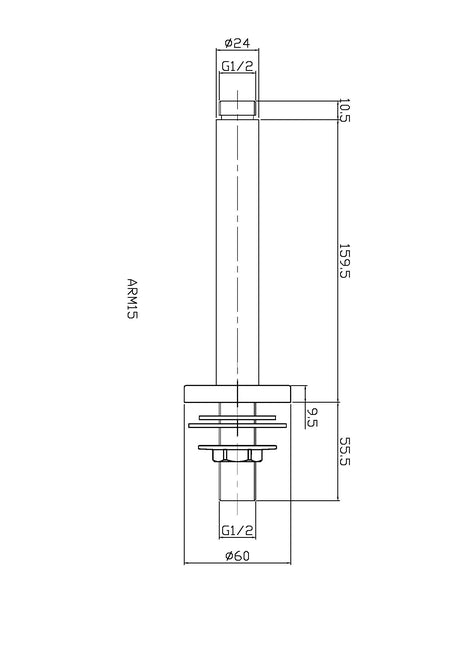 Fixed Shower Heads Wall-Mounted Arm Matt Black