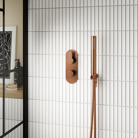 Shower Accessories Outlet Elbow, Parking Bracket, Flex and Handset Brushed Brass