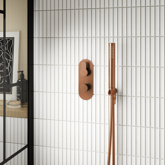 Shower Accessories Outlet Elbow, Parking Bracket, Flex and Handset Brushed Brass