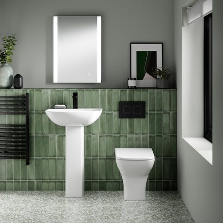 Hudson Reed Square Concealed Cistern Frame With Matt Black Flush Plate