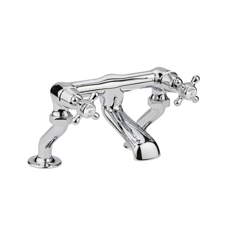 White Topaz With Crosshead Handle Deck Mounted Bath Filler