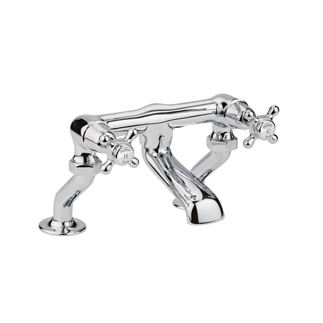 White Topaz With Crosshead Handle Deck Mounted Bath Filler