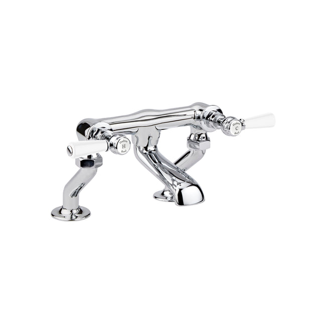 White Topaz With Lever Handle Deck Mounted Bath Filler