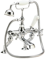 White Topaz With Crosshead Handle Deck Mounted Bath Shower Mixer
