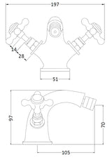 White Topaz With Crosshead Handle Bidet Tap