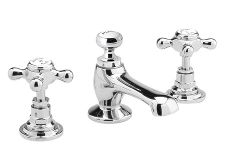 White Topaz With Crosshead Handle 3 Tap Hole Basin Mixer