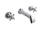 White Topaz With Crosshead Handle Wall Mounted Bath Spout & Stop Taps