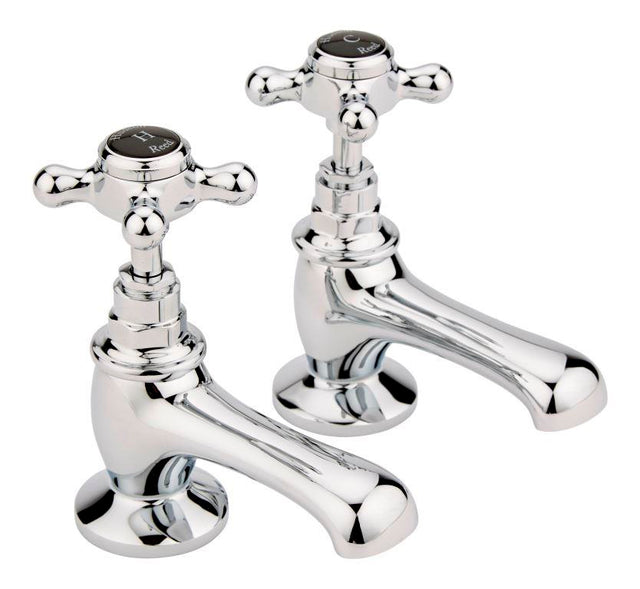 Black Topaz With Crosshead Handle Basin Taps