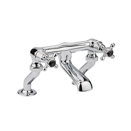 Black Topaz With Crosshead Handle Deck Mounted Bath Filler