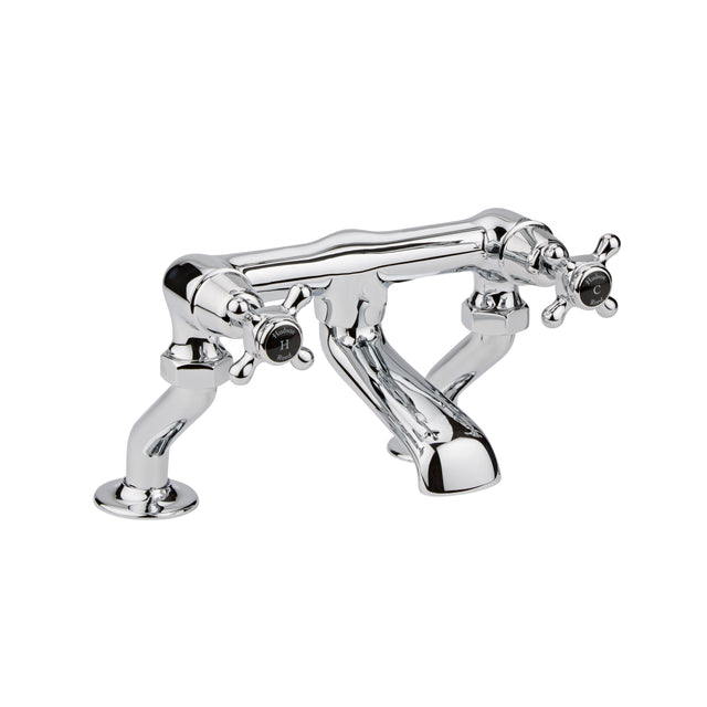 Black Topaz With Crosshead Handle Deck Mounted Bath Filler