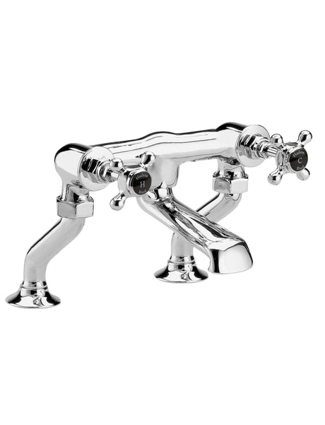 Black Topaz With Crosshead Handle Deck Mounted Bath Filler