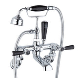 Black Topaz With Lever Handle Wall Mounted Bath Shower Mixer