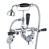 Black Topaz With Lever Handle Wall Mounted Bath Shower Mixer