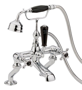 Black Topaz With Crosshead Handle Bath Shower Mixer