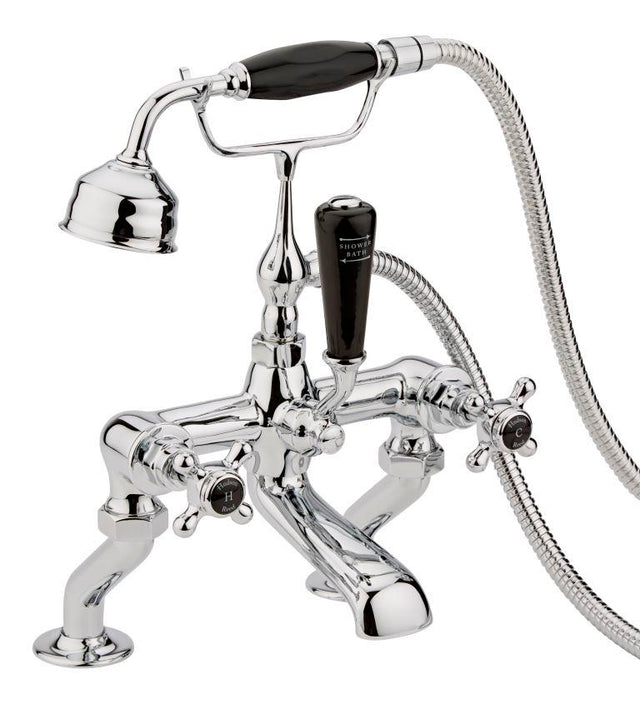 Black Topaz With Crosshead Handle Bath Shower Mixer